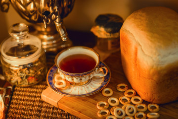 Russian traditional tea with samovar