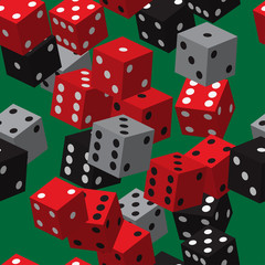 Red Black Grey Dice Seamless Pattern