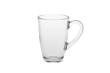 Empty glass for water, juice, cappuccino or milk isolated on white background with clipping path.