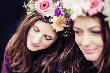 Fototapeta premium Girls with colorful flower crown