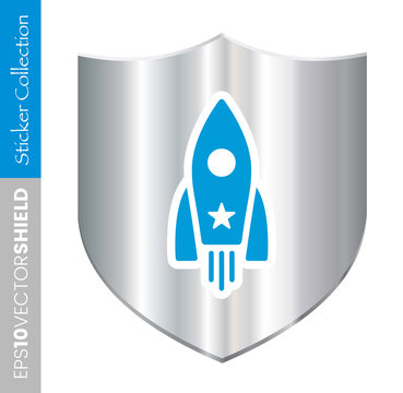 Metal Shield Icon - Rocket Ship