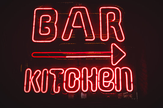 Bar And Kitchen Red Neon Sign