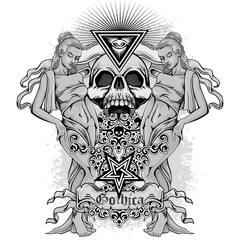 grunge skull coat of arms
