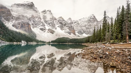 Washable wall murals Grey Autumn Snow at Lake Moraine in Banff National Park