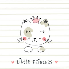 Vector illustration with cute princess cat