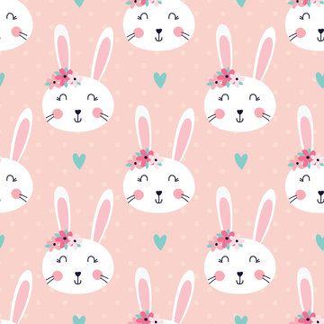 Vector illustration with cute rabbit