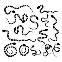 vector set of snake silhouette icons