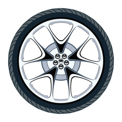 vector car tire and alloy wheel