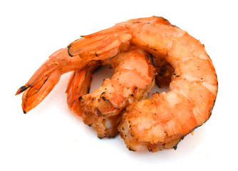 Grilled shrimp isolated on white