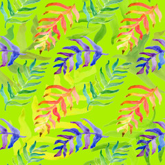 Naklejka premium Summer tropical pattern, background with palm leaves.