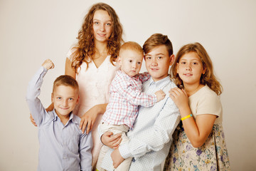 Photo of joyful children. Familie, happiness, childhood and togetherness concept.
