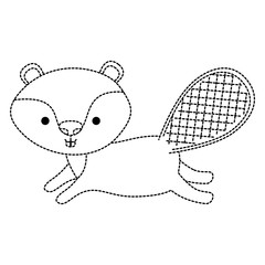 cute beaver woodland character vector illustration design