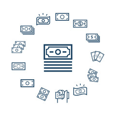 Vector Set of money line icons isolated on white. Vector illustration