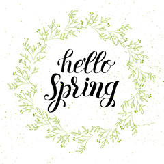 Hello Spring hand drawn card