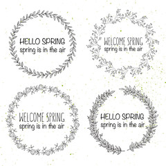 Hello Spring hand drawn card