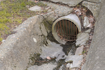 Gutter canal in summer without water
