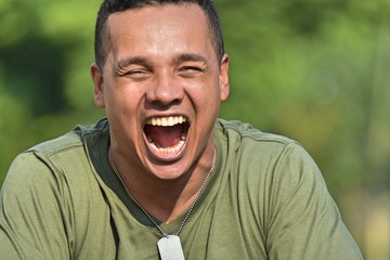 Overjoyed Male Soldier