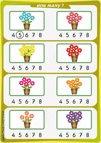 "worksheet for kindergarten kids, Count the number of objects, Learn