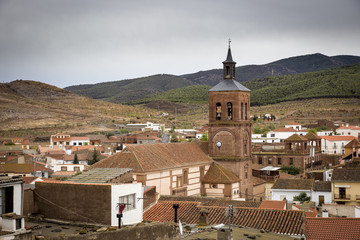 Fototapeta na wymiar a view over La Calahorra town and the church of La Anunciacion, Province of Granada, Spain