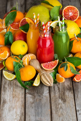 Orange, blood orange juice and lemonade background