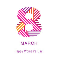Greeting card with March 8. International Women's Day. Vector illustration.