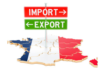 Import and export in France concept, 3D rendering