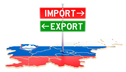 Import and export in Slovenia concept, 3D rendering