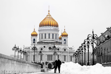 Photo of a beautiful landscape with the Cathedral of Christ the Savior