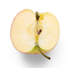 Apple half on white background isolation