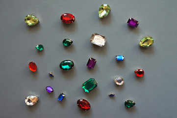Colorful glamour shiny stones sparkling jewelry glitters gems frame background - obrazy, fototapety, plakaty