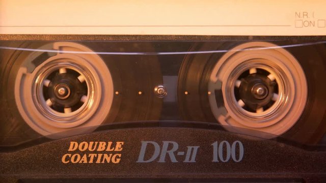 Audio Cassette in the Player. Close-up
