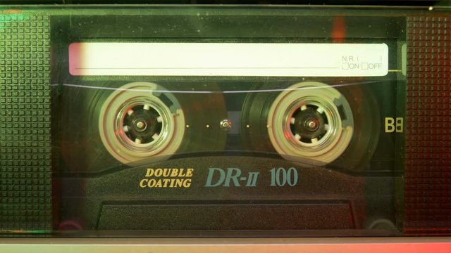 Audio Cassette in the Player. Close-up