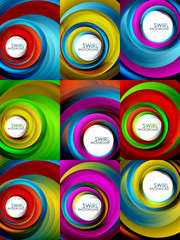 Set of spiral swirl line backgrounds