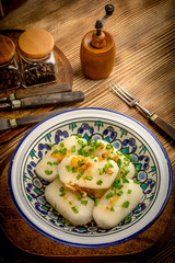 Potato dumplings stuffed with minced meat
