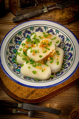 Potato dumplings stuffed with minced meat
