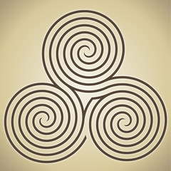 Triple spiral labyrinth symbol, vector illustration