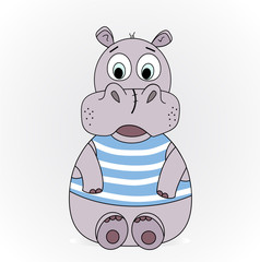 an illustration of a hippopotamus in a vest
