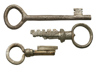 isolated set of ancient metall keys