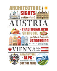 Austria text info banner vienna symbols article poster food architecture nature mountains
state symbols newspaper