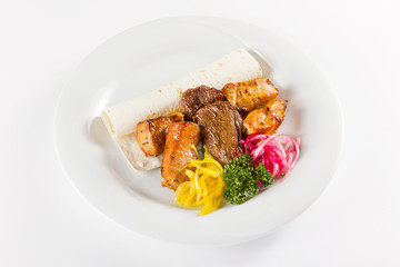 breakfast with meat and vegetables