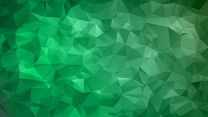 Abstract low poly background of triangles in Green, black colors. Substrate for design. 16:9