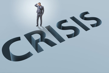 Fototapeta premium Businessman in financial crisis business concept