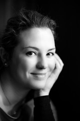 Obraz premium Classic Beauty... Black and White Portrait of a Woman, with Natural Window Light