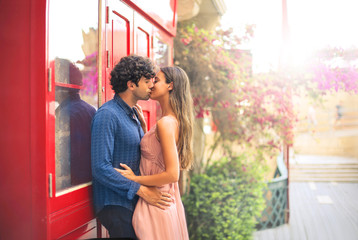 Kissing on a spring day