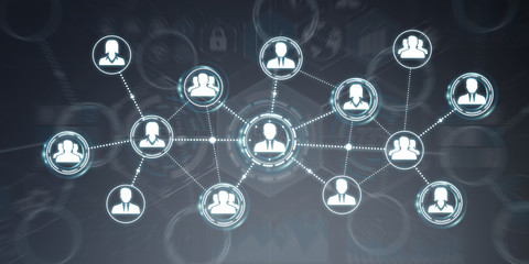 Social network modern flat interface 3D rendering