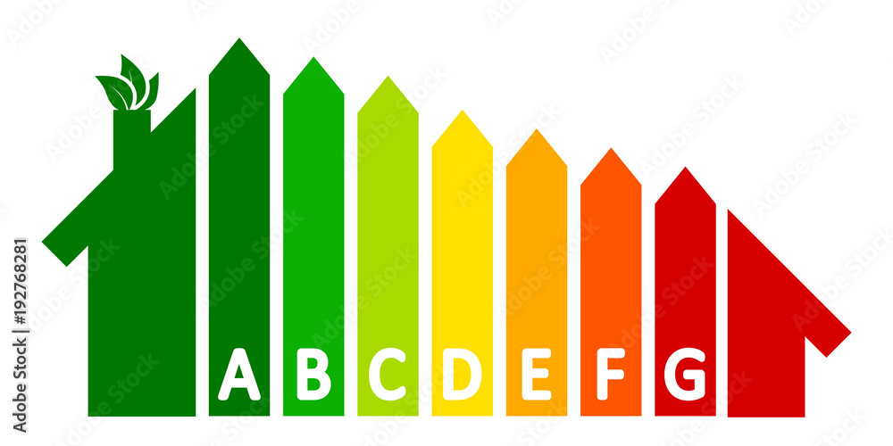 Wall mural energy efficient house concept with classification graph – vector
