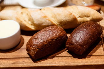 Different bread lies on the Board.