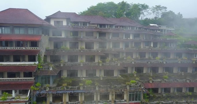 Abandoned hotel in the middle of rain forest in Bedagul, Indonesia