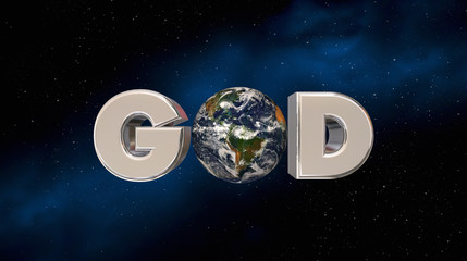 Obraz na płótnie Canvas God Religion Belief Earth Planet Word Space 3d Illustration - Elements of this image furnished by NASA.