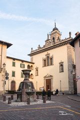 Casnigo: Piazza San Giovanni Battista - Casnigo (Bergamo) - Italy - during a winter evening